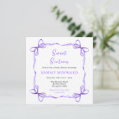 Invitation Ruban Coquette Violet Sweet Seize (Debout devant)