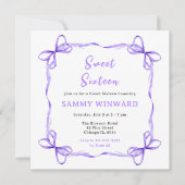 Invitation Ruban Coquette Violet Sweet Seize (Devant)