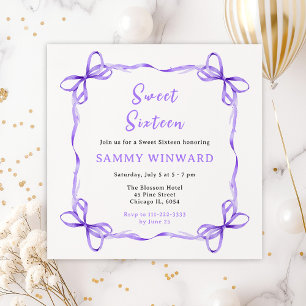 Invitation Ruban Coquette Violet Sweet Seize