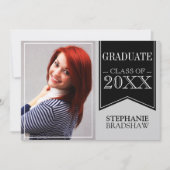 Invitation Ruban Couleurs de l'école noire Photo de remise de (Devant)