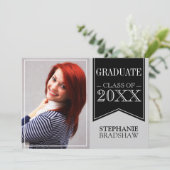 Invitation Ruban Couleurs de l'école noire Photo de remise de (Debout devant)