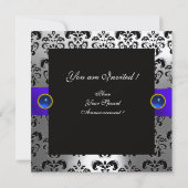 INVITATION RUBAN DAMASSÉ MONOGRAMME BLANC NOIR SAPPHIR BLEU (Dos)