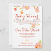 Invitation Ruban d'aquarelle rouge corail (Devant)