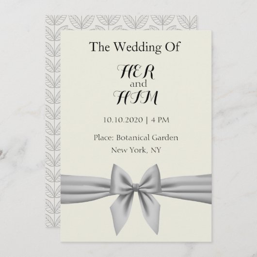 Invitation Ruban d'argent (Devant / Derrière)