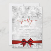 Invitation Ruban d'argent officiel Entreprise Fête Rouge (Devant)