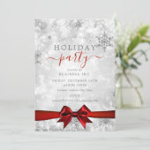 Invitation Ruban d'argent officiel Entreprise Fête Rouge (Debout devant)