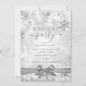 Invitation Ruban d'argent officiel Fête de vacances d'entrepr (Devant)