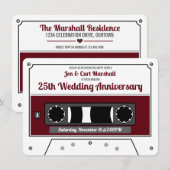 Invitation Ruban de Cassette Rétro Rouge Vin Fête d'Anniversa (Devant / Derrière)