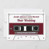 Invitation Ruban de cassette rétro rouge vin mariage (Devant)