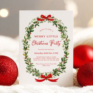 Invitation Ruban de Couronne de Noël Festive pour Fête de Vac