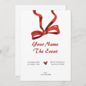 Invitation Ruban de cravate arc rouge (Devant / Derrière)