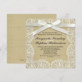 Invitation ruban de dentelle et dîner rustique de répétition (Devant / Derrière)