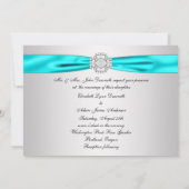 Invitation Ruban de diamant en dentelle bleu sarcelle Mariage (Dos)