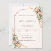 Invitation ruban de fleurs en crème ivoire pour 60e anniversa (Devant)