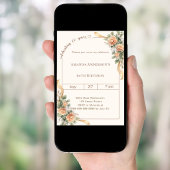 Invitation ruban de fleurs en crème ivoire pour 60e anniversa