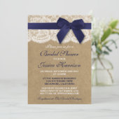 Invitation Ruban de la marine sur Kraft et Fête des mariées d (Debout devant)