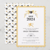 Invitation Ruban de l'année de graduation noire et jaune (Devant / Derrière)