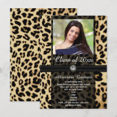 Invitation Ruban de léopard noir - Diplôme photo (Devant / Derrière)