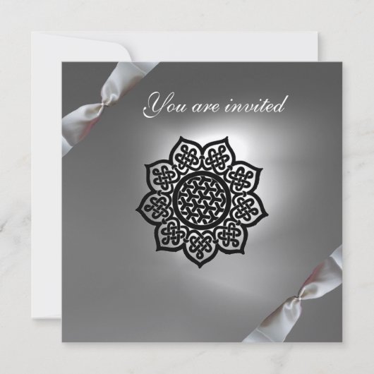 Invitation ruban de l'événement magique blanc champagne (Devant)