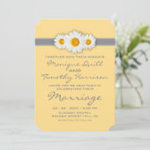 Invitation Ruban de marguerite - mariage gris et blanc jaune (Debout devant)