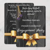 Invitation Ruban de perle d'or, Chaîne de pierres de coeur su (Devant / Derrière)