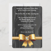 Invitation Ruban de perle d'or, Chaîne de pierres de coeur su (Dos)