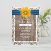 Invitation Ruban de tournesol rustique Fête des mariées en bo (Debout devant)