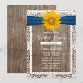 Invitation Ruban de tournesol rustique Fête des mariées en bo (Devant / Derrière)