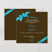Invitation Ruban de Turquiose sur Mariage Brown au chocolat (Devant / Derrière)