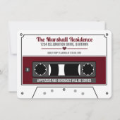 Invitation Ruban de vin rouge de cassette rétro pour fête d'a (Dos)