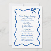 Invitation Ruban Dessiné À La Main Bleu Français Moderne Un J (Devant)