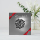 Invitation ruban d'événement MAGIQUE blanc rouge (Debout devant)