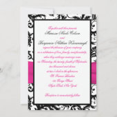Invitation Ruban d'impression noir et blanc Fuchsia (Dos)
