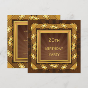 Invitation Ruban d'or et étoiles encadrés Mans 20e anniversai