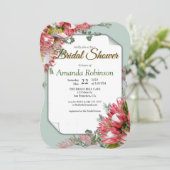 Invitation Ruban d'or et Fête des mariées de fleur de Protea (Debout devant)