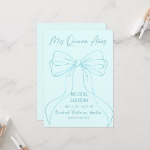Invitation Ruban élégant bleu clair Quinceanera