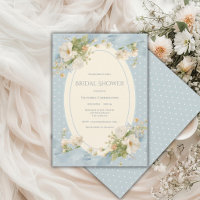 Ruban élégant floral à pois bleus pour Baby Shower