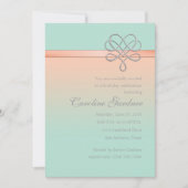 Invitation Ruban Embellisté Monnaie et Pêche (Devant)