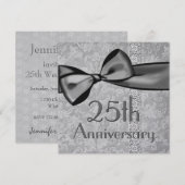 Invitation Ruban en faux satin métallisé pour 25e anniversair (Devant / Derrière)