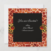 INVITATION RUBAN EN FOURRURE DE GIRAFFE ET DE LÉOPARD ROUGE R (Dos)