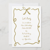 Invitation Ruban en or tiré à la main Ruban frontière fête d' (Devant)