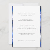 Invitation Ruban en soie blanc Motif en argent bleu (Dos)