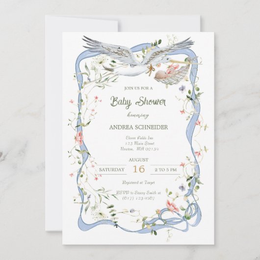 Invitation Ruban et Baby shower de la cale (Devant)