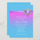 Invitation Ruban et étoile bat mitzvah rose ombre (Devant / Derrière)