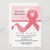 Invitation Ruban et papillons du cancer du sein (Devant / Derrière)