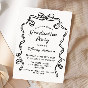 Invitation Ruban fantaisiste dessiné à la main graduation