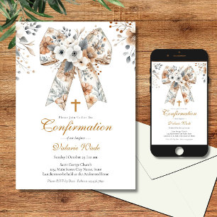 Invitation Ruban Floral Rustique pour la Confirmation des Fil