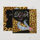 INVITATION RUBAN FOURRURE LÉOPARD ET PLUMES DIAMANT MONOGRAMM (Devant / Derrière)
