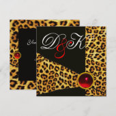 INVITATION RUBAN FOURRURE LÉOPARD, MONOGRAMME PIERRE PRÉCIEUS (Devant / Derrière)