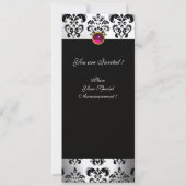 INVITATION RUBAN FUCHSIA BLANC NOIR DAMAS MONOGRAMME (Dos)